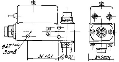 Рис.1. Габаритный чертеж реле РЭВ 16