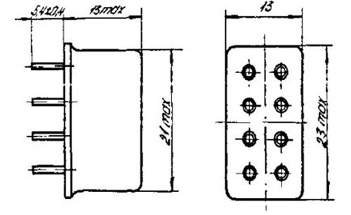 Габаритные размеры реле РЭС-47